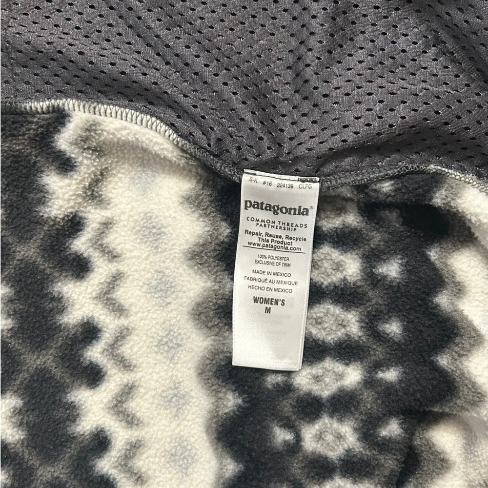 Patagonia Synchilla Fleece Full Zip Hoodie Fair Isle Black White 25270 FA15 - Picture 7 of 9